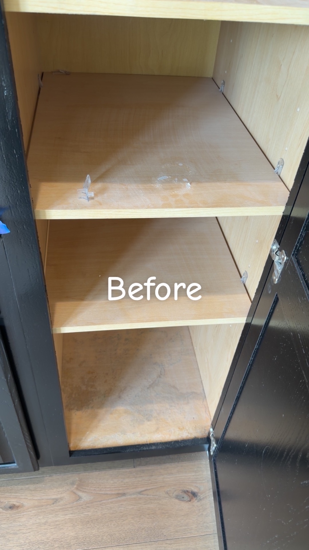 Cabinet Interiors — before cleaning